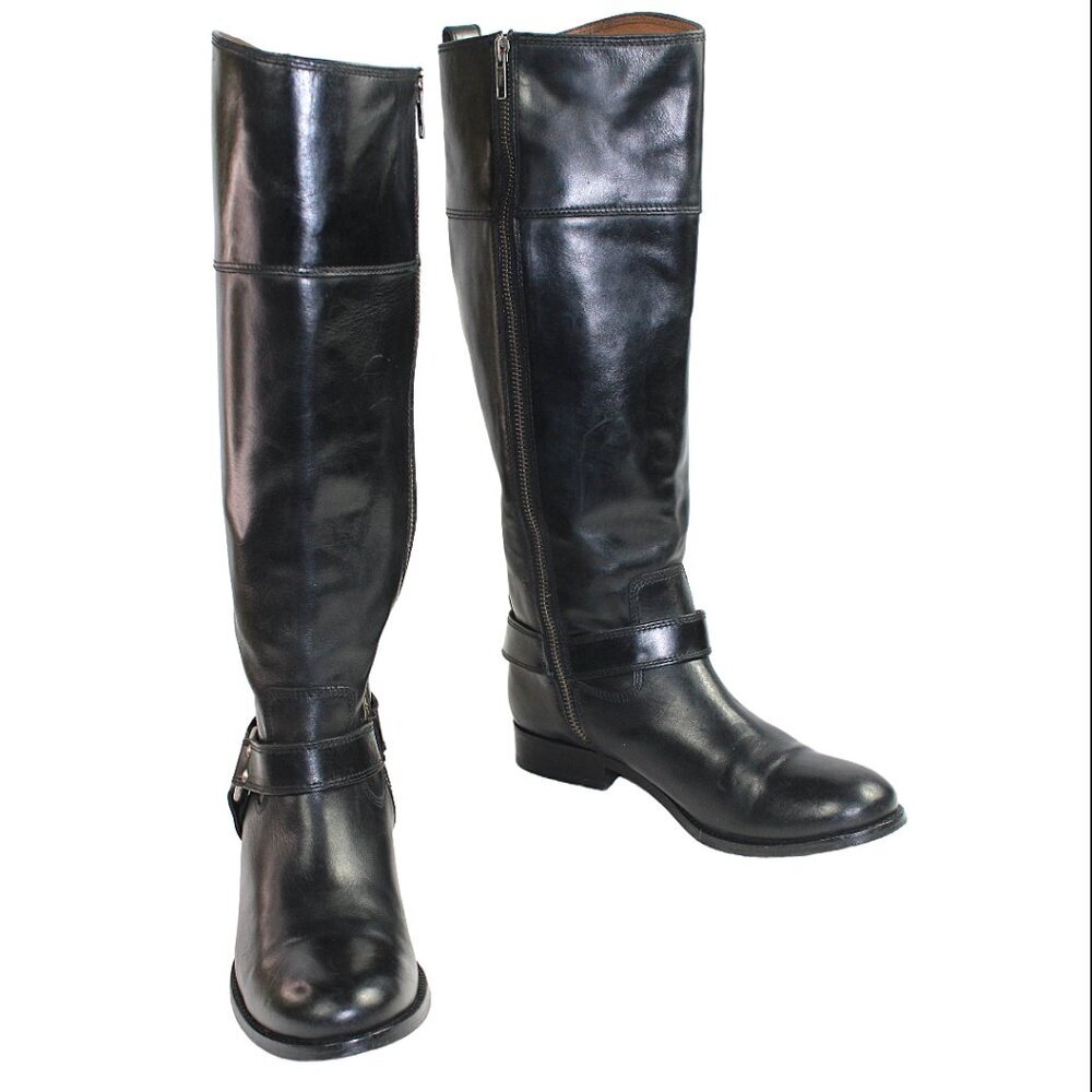 Frye Melissa Tall Black Leather Equestrian Riding Boots Size 7.5 - Picture 6 of 11